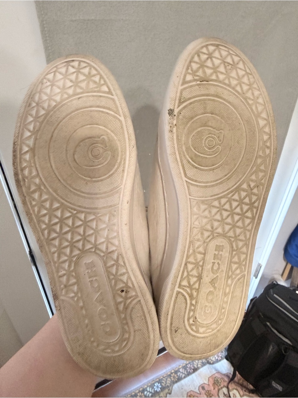 Coach Light Beige Canvas Low-Top Sneakers with Signature Detail - Picture 5 of 5